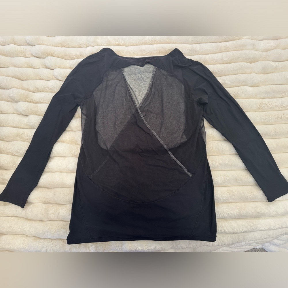 Lululemon sheer panel black long sleeve top